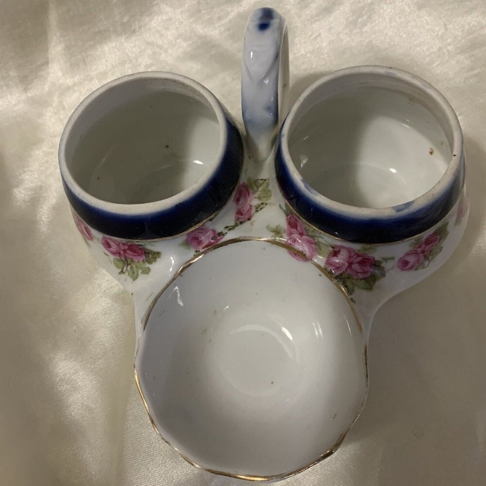 Condiment Server/Cruet. Salt/Pepper/Mustard. Porcelain. 1900? AL